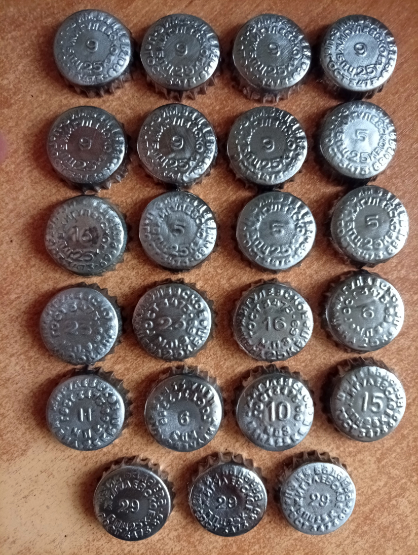 crown caps after disassembling